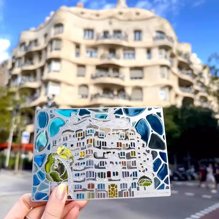 西班牙米拉之家建筑透光光影书签冰箱贴珐琅巴塞罗那文具伴手礼