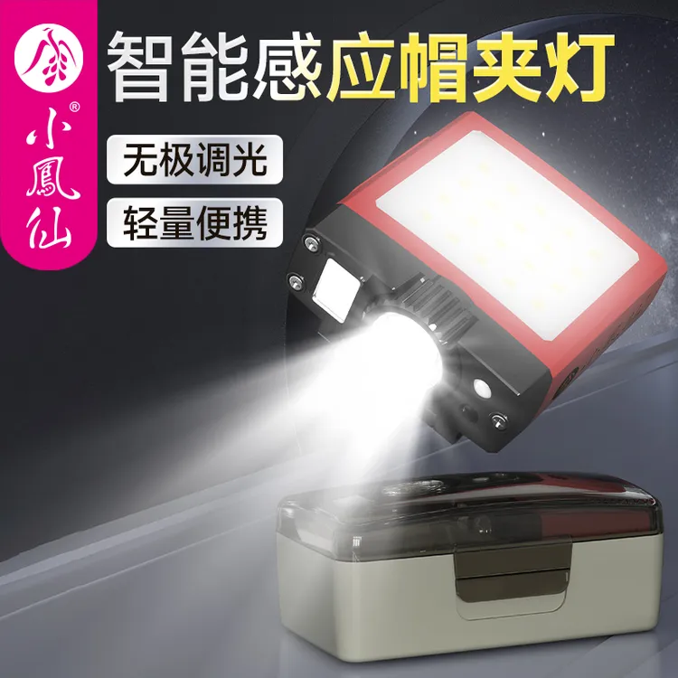 小凤仙夜钓感应帽夹式头灯钓鱼专用夜钓灯驱蚊照明太阳能长续航