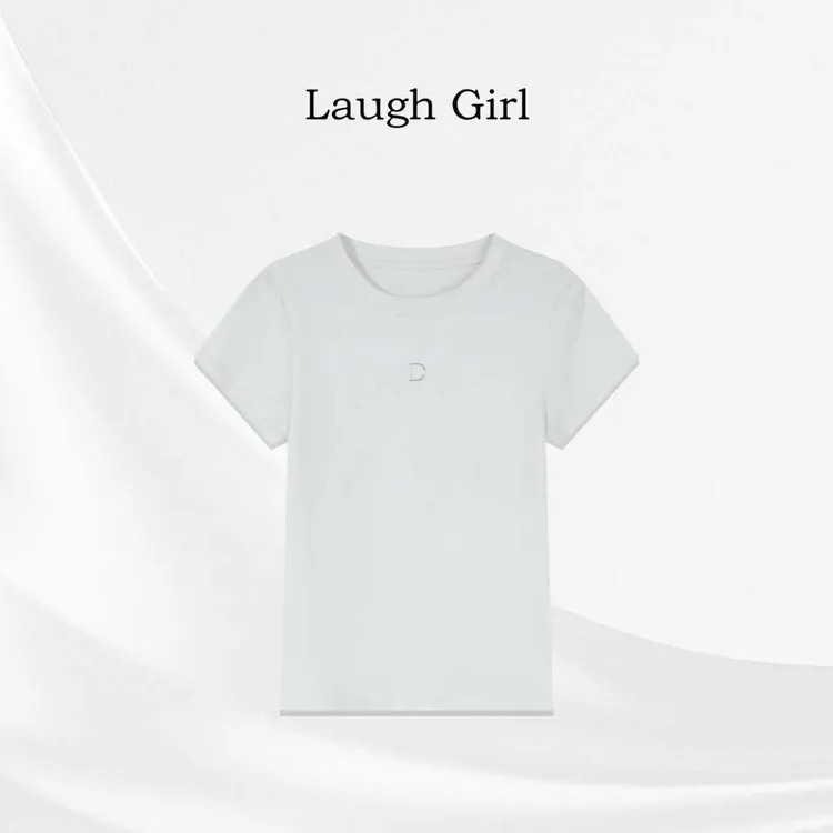 楚楚君 Laugh girl【塑形T】圆领百搭字母D短袖T恤TL53570J