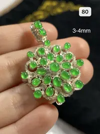 缅甸天然翡翠A货铜托镶嵌