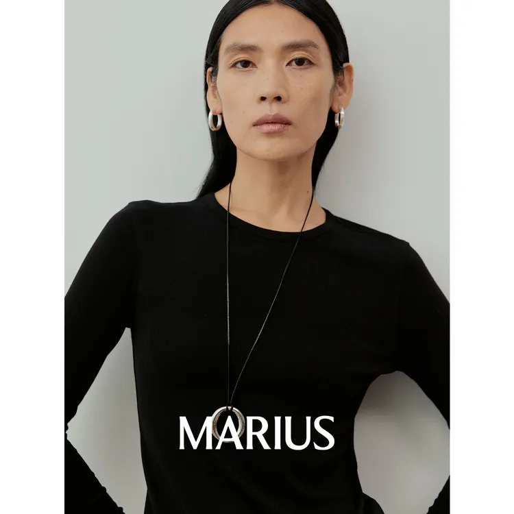 MARIUS“珠珠T”百搭慵懒感舒适柔软合身打底圆领长袖T恤-1