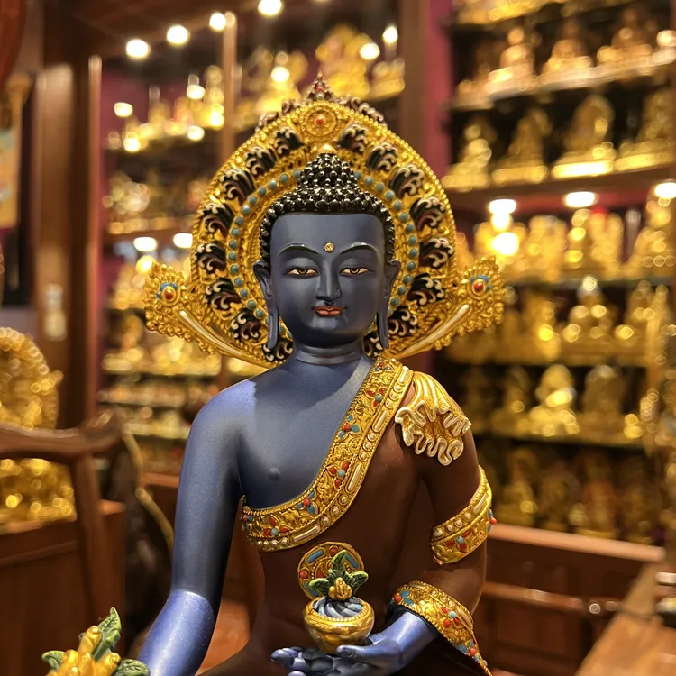 27公分药师佛铜彩绘居家摆件