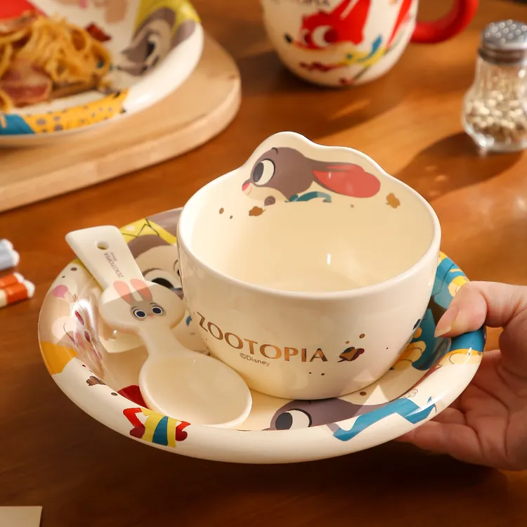 迪士尼【疯狂动物城】陶瓷餐具家用饭碗个人专用汤碗甜品碗盘勺筷子