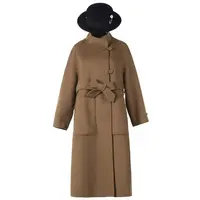 S128 冬季新款绵羊毛立领法式收腰双面呢大衣