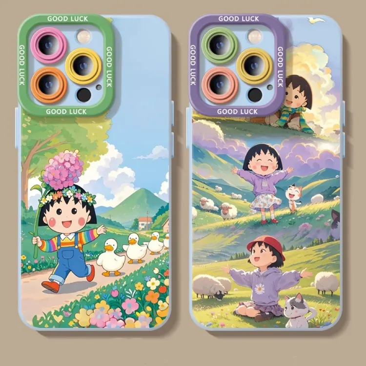 卡通鸭子小丸子适用苹果16promax手机壳15iPhone14趣味13瞳眼12软