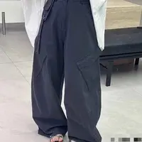 雅致内衣 | 韩系休闲宽松简约基础工装阔腿弯刀裤洗水裤