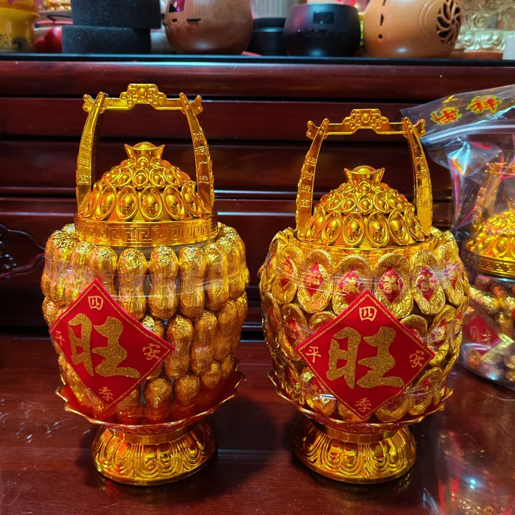 闽南特色一桶金花篮型巧克力年货喜糖拜神贡品