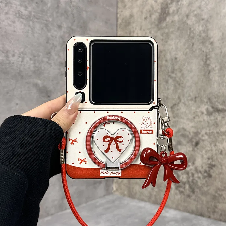 波点红蝴蝶结适用华为purax手机壳支架magicvflip斜挎pocket2手提