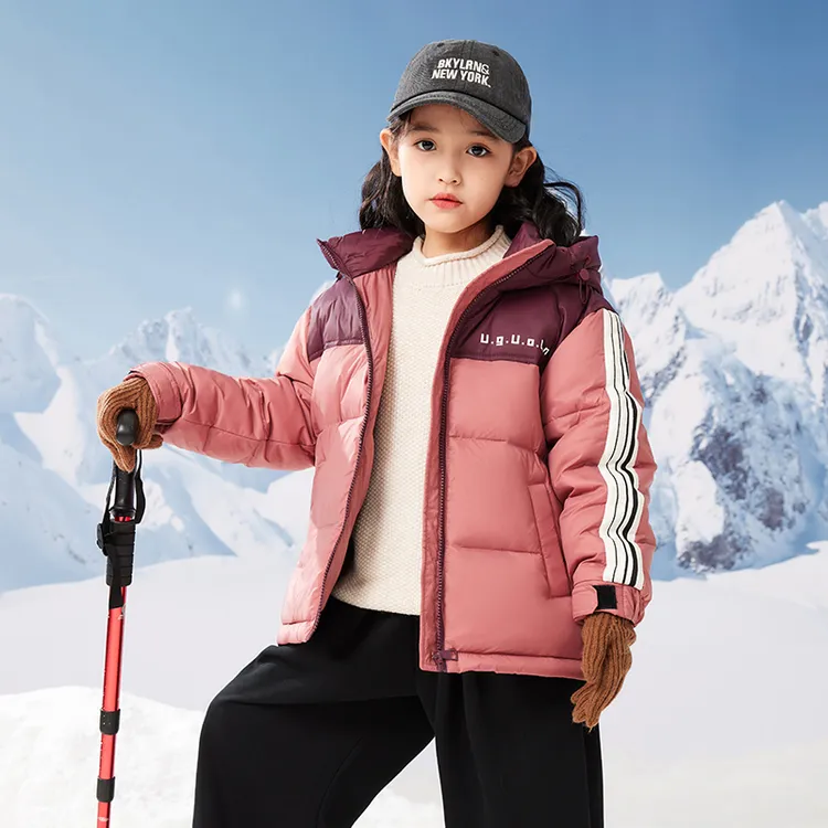 中大童羽绒服2025新款时尚洋气女童加厚白鸭绒短款冬装外套