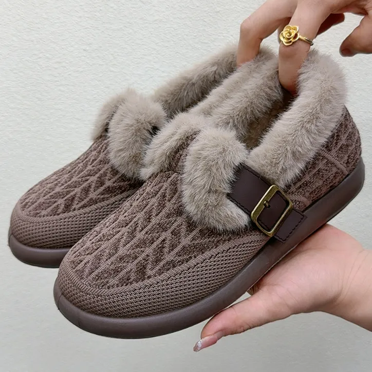 加绒勃肯鞋女2025冬季新款老北京布鞋中老年防滑保暖舒适妈妈棉鞋