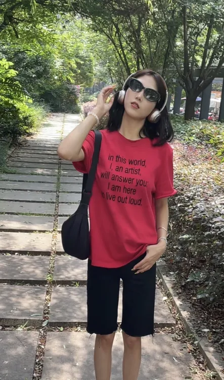 字母短袖印花甜辣妹字母印花T恤夏装宽松卡通辣妹风