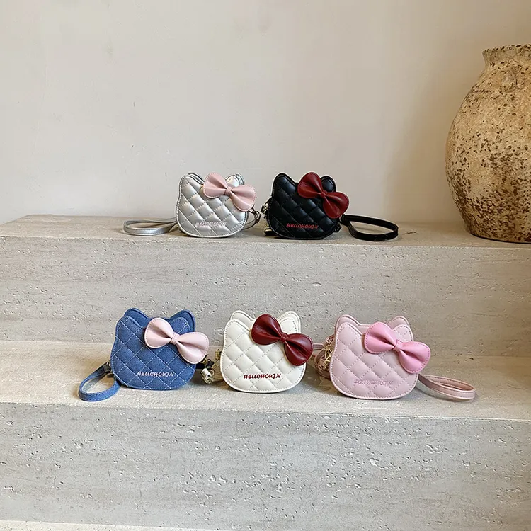 网红儿童包包小女孩绣线KT猫咪斜挎包2025新款迷你零钱撞色配饰包