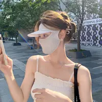 帽檐防晒面罩脸基尼女防紫外线夏季遮全脸开车骑行透气薄冰丝口罩