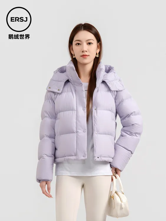 四格短款90鹅绒2025冬新款小个子面包服加厚休闲运动羽绒服女外套