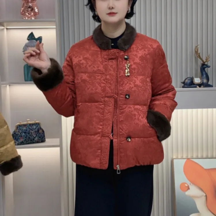 冬季新款中国风复古保暖宽松休闲百搭时尚中老年妈妈装