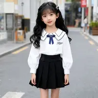 女童春秋衬衫2025新款韩版刺绣长袖白色衬衣中大童纯棉打底衫上衣