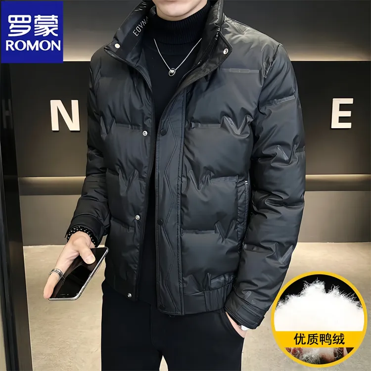 Romon/罗蒙潮牌百搭轻薄羽绒服男士冬季新款短款保暖休闲商务外套