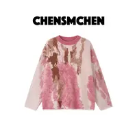 CHENSMCHEN 绵羊毛时尚温柔针织衫女休闲宽松显瘦上衣CSZ8306WL