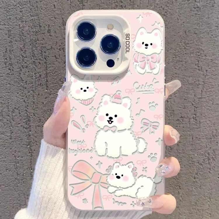 蝴蝶结小狗适用苹果17华为oppo小米17红米荣耀vivo彩银一加手机壳