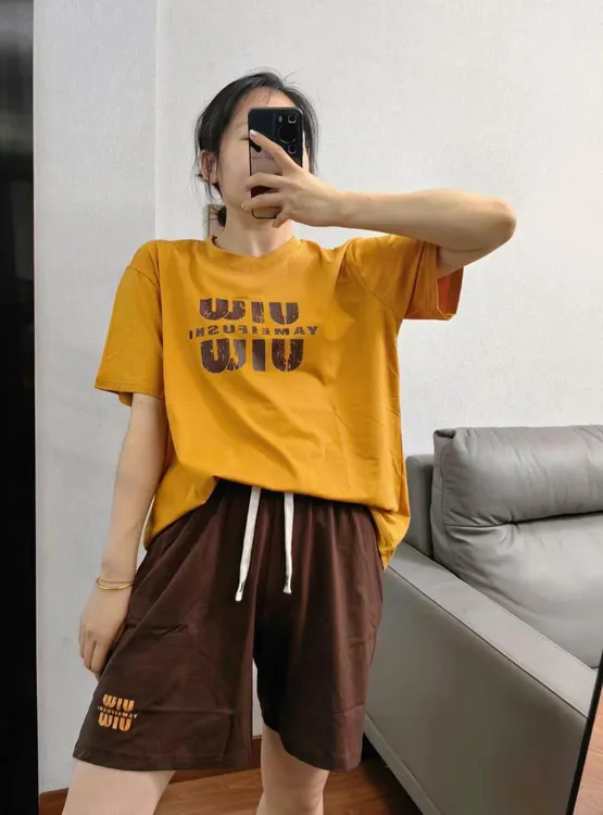雅美2522新款家居运动套装女夏季显瘦短袖上衣女生两件套休闲衣服