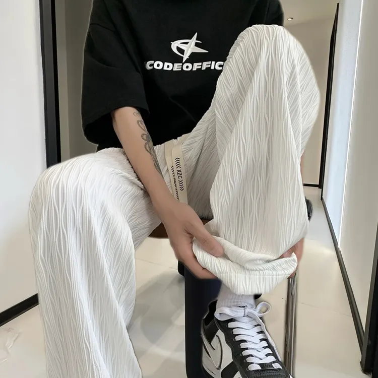 夏季阔腿裤立体剪裁理玟格长裤运动休闲裤潮流薄款裤子垂感潮