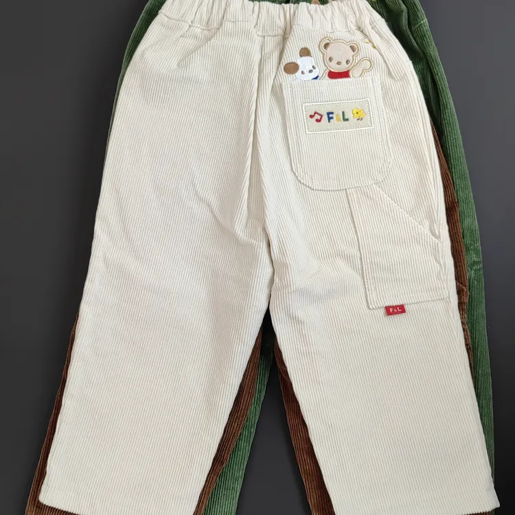 f家秋冬季童装男女儿童百搭休闲裤子幼儿宝宝可爱灯芯绒保暖裤