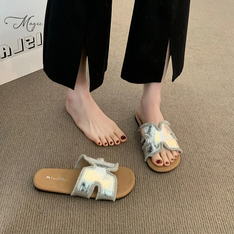 【万达撤柜】韩版港式流苏勃肯鞋凉拖鞋女2025夏季外穿平底软底度假