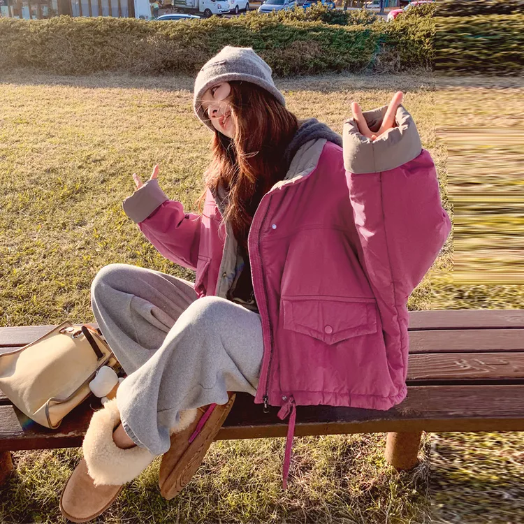 小个子棉服外套女2024冬季新款超好看小众韩系设计感短款厚面包服