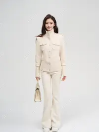 *尹千金*【苏黎世白】美式复古米白色夹克短款修身百搭外套W257467