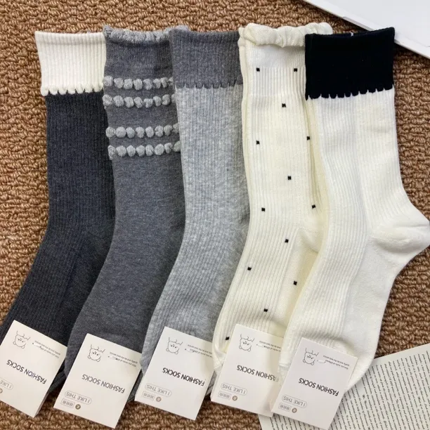 高筒刺绣棉袜堆堆袜子休闲风四季潮流百搭ins风街头风