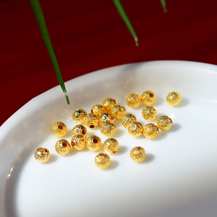 【古语之】18k金菠萝珠金珠结实爆闪隔珠散珠配件手链项链散珠配珠