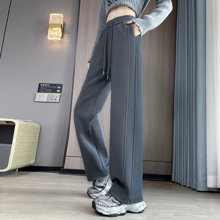 休闲运动窄版阔腿裤女春秋冬季直筒卫裤香蕉裤子九分高腰2025新款