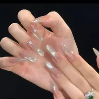 【白月光】超亮猫眼渐变手工穿戴甲高级感显白简约百搭精致美甲中长
