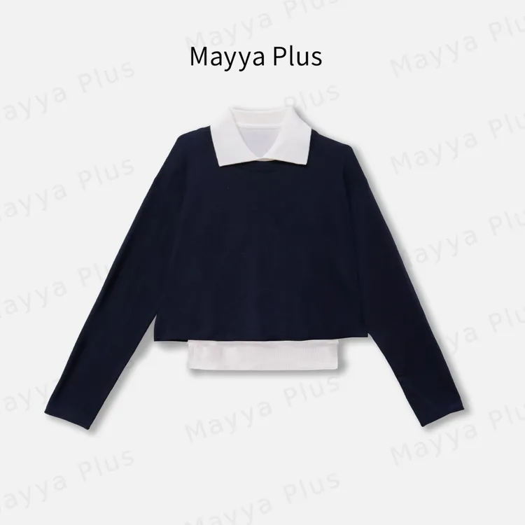 【撞色亨利】Mayya Plus麦芽定制真两件流光风针织套装女32546359AB