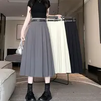 黑色女显瘦半身裙女秋季梨形身材中长款遮胯百搭中长百褶裙13808