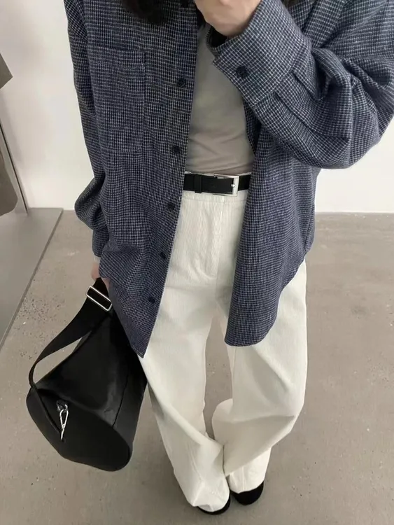法式复古格子磨毛衬衫外套女2025春装设计感小众衬衣宽松长袖上衣