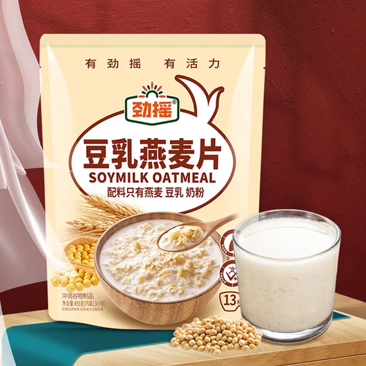 劲摇 豆乳燕麦片|冲饮455g袋装燕麦片早餐饮品味美内独立13小包