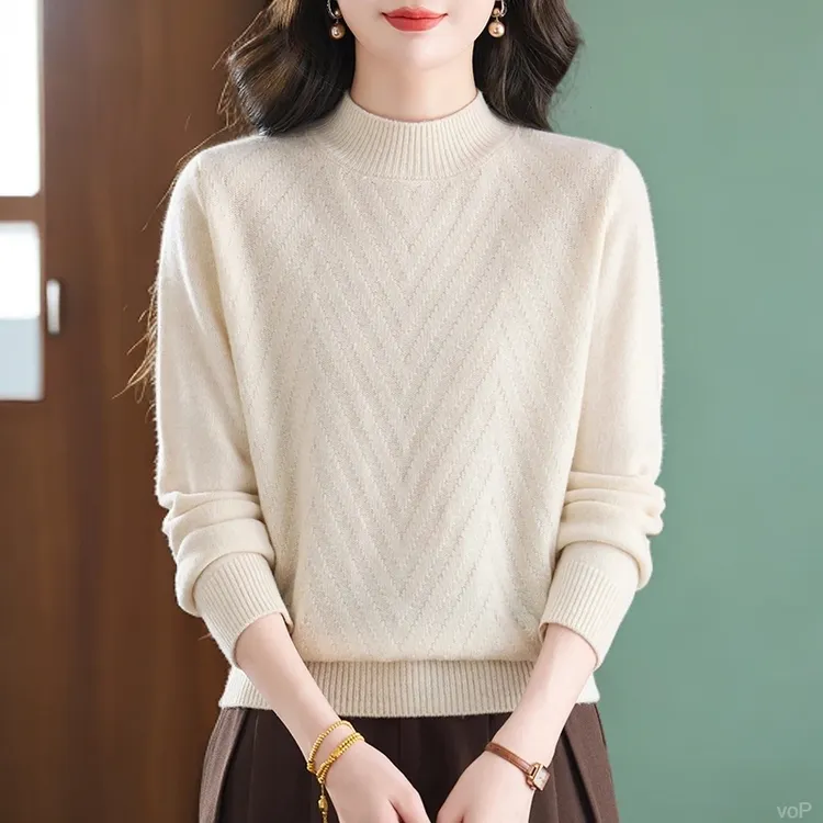 2025新款大朗高档100%纯羊毛衫新款毛衣女针织毛衣女秋冬羊毛衫