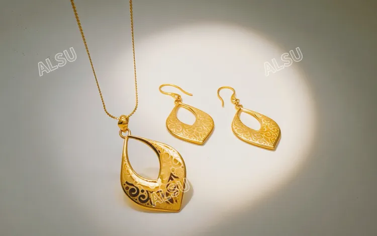 合金项链 ALSU原创经典两件套项链耳环复古百搭时尚升级版轻奢