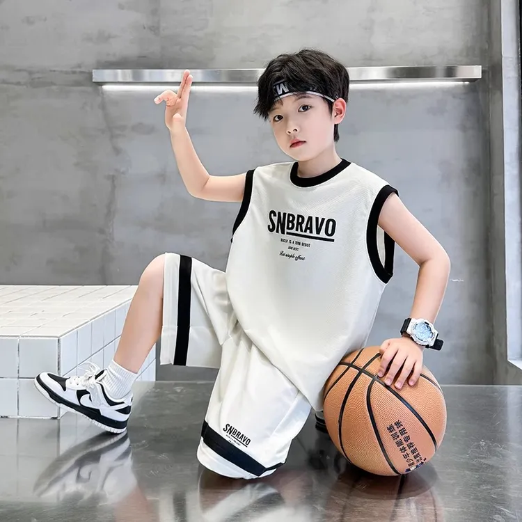 男童夏季时尚休闲背心套装2025新款夏装中大童夏款运动纯棉两件套