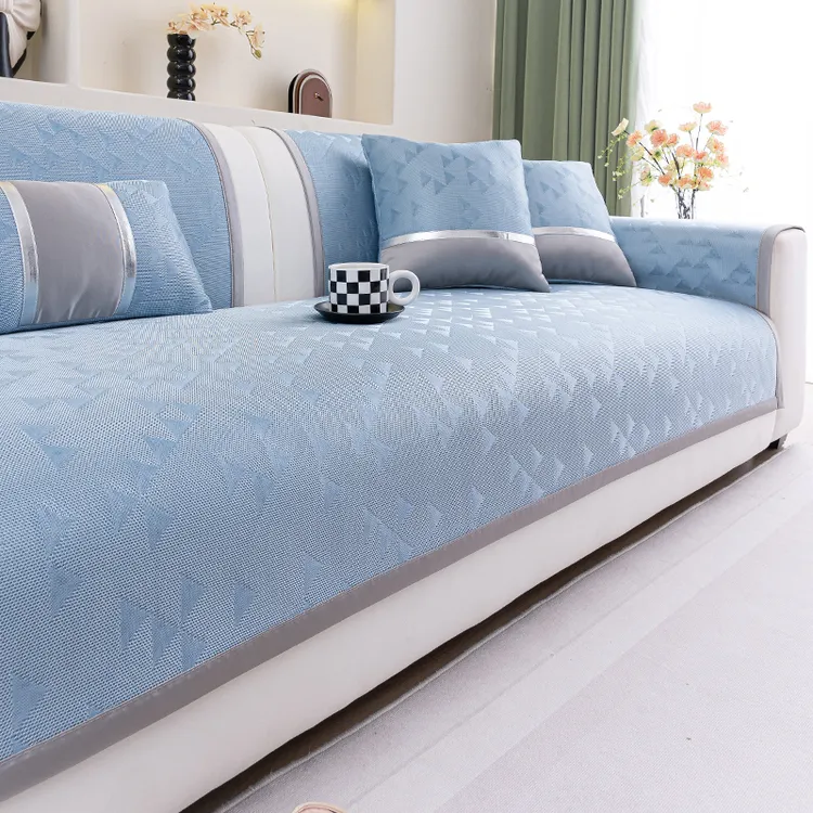 趣爸2025新款夏季冰丝沙发垫凉席坐垫子轻奢高级感防滑夏天皮盖布