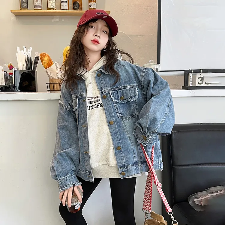 女童牛仔外套春秋款2025新款洋气时髦中大童儿童秋季毛边上衣薄款
