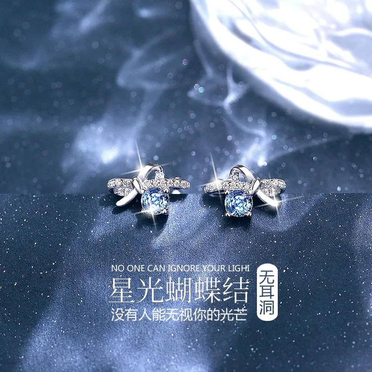 925银耳饰 蝴蝶结无耳洞纯银耳夹女2025新款高级感耳骨夹耳环耳钉