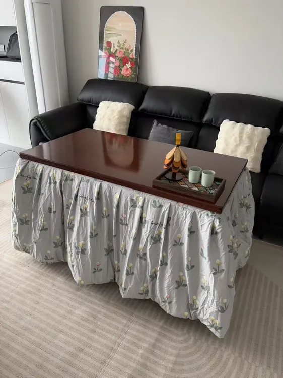 烤火桌子家用新款长方形取暖桌简易可折叠实木楠竹烤火架茶几餐桌