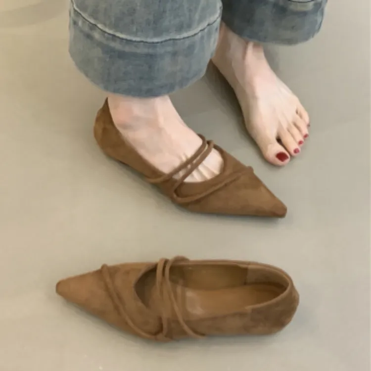 MLC-399-13温柔仙女单鞋法式气质绒面配裙子尖头内增高晚晚鞋
