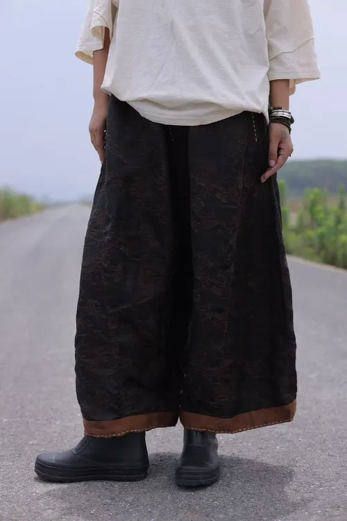 古蘭木GK7124百搭做旧均码宽松女款松紧腰休闲裤