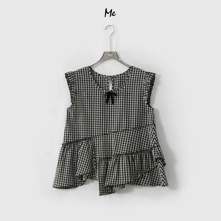 ME【维希鱼尾荷叶衫】100棉不规则拼接显瘦舒适百搭上衣MESS6194