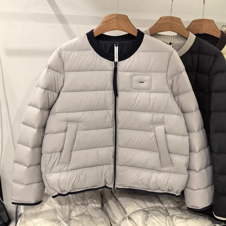欧洲站休闲百搭显瘦小个子90白鸭绒外套设计感圆领羽绒服2025冬