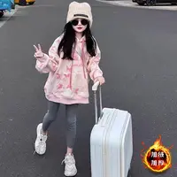 2025秋冬新款女童宽松洋气加绒卫衣女孩加厚韩版休闲长袖上衣连帽