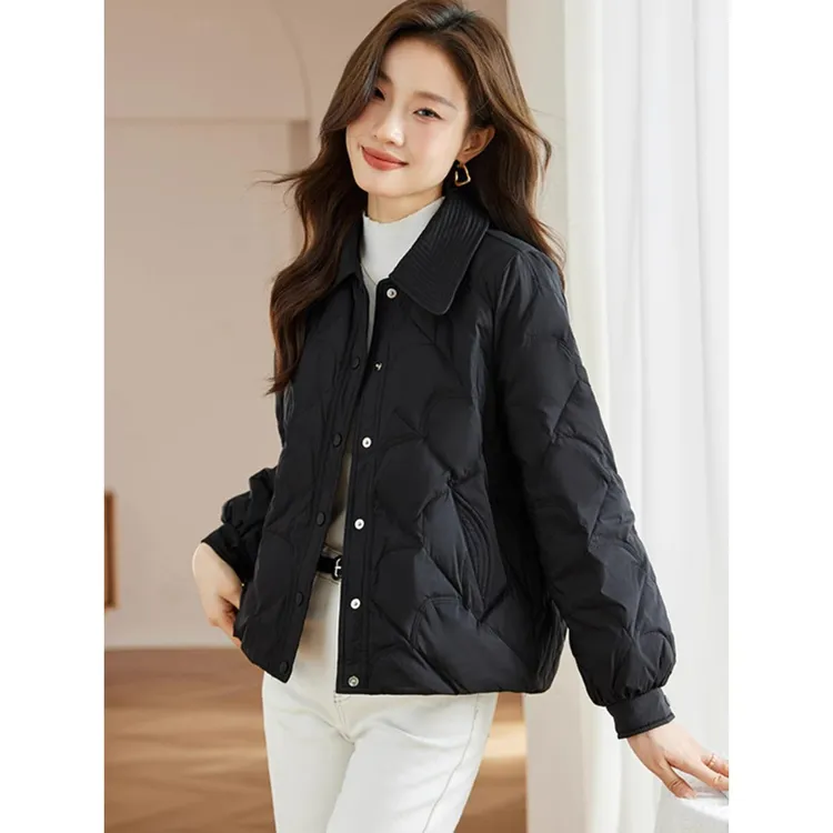 小香风短款服女冬季小个子宽松休中学女适美2030岁女花棉袄